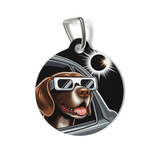 American Fox Hound "I Saw A Solar Eclipse" Pet Tag For Dog Collar