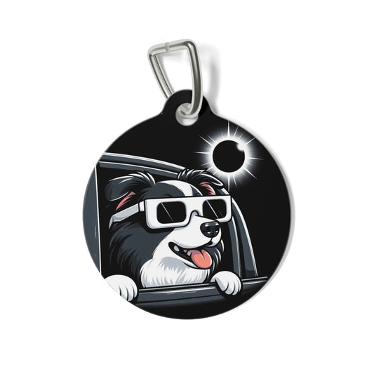 Border Collie "I Saw A Solar Eclipse" Pet Tag For Dog Collar